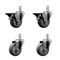 Service Caster 3.5'' Gray Polyurethane Wheel Swivel 3/4'' Square Stem Caster Set 2 Brake, 4PK SCC-SQ20S3514-PPUB-GRY-PLB-34-2-S-2 - alternate 1